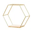 Decorative Plates Black/Gold Nordic Style Double Hexagonal Iron Stand Small Pot Wall Holder Shelf Decoration Storage Decror