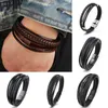Link Bracelets Eif Dock Trendy Multilayer Leather Men Stainless Steel Braided Rope For Male Female Jewelry Pulse