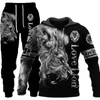 Tiger 3D -tryckta mäns tröja hoodies Set Herrlejontrakt/pullover/jacka/byxor sportkläder Autumn Winter Male Suit 240126