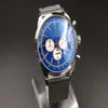 新しい到着ウォッチQuartz-Watch for Men Blue Dialog Analog Full Stainless Steel Band Digital Watch Montre Hommme319c