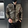 Kurtki męskie błyszczące cekinowe wiatraka kurtka dla mężczyzn Bomber luksusowa marka moda streetwear hip hop płaszcze złoto disco dj taniec kostium sceniczny