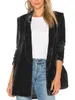 Frauen Casual Pleuche Blazer Erwachsene Vorne Offen Einfarbig Langarm Revers Anzug Jacke 240202