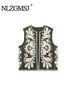 Women's Vests TRAF Embroidered Open Waistcoats Women Basicos Femme Sexy Cropped Tops Sleeveless Coats