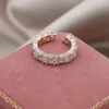 Cluster Rings Korean Fashion Jewelry 14K Gold Plated Luxury Triangle Zircon Ring Elegant Women's Daily Work Opening Adjustable Accessories