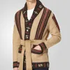 Męskie swetry Vintage z długim rękawem płaszcz z płaszczem SWEAT Gruby etniczny wzór dzianin kardigan zima ciepła warta marki dla mężczyzn Boho
