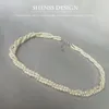 Anhänger: Elegante dreilagige 3-mm-Muschelperlenkette mit 5 cm verlängerter Kette