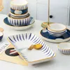 Plates Serving Table Dinner Set Soup Charger Plate Sets Dinnerware Porcelain Dishes Platos De Cena Kitchen Breakfast HY