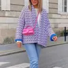 Giacche da donna Giacca trapuntata Abiti autunnali invernali Capispalla oversize Streetwear Cardigan aperto sul davanti a maniche lunghe con stampa casual con tasca