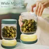 Glass Pickles Jar with Lids Strainer Olives Hourglass Jug Food Storage Kimchi Container Jalapenos Fermentation Kitchen Separator 240124