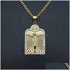 Pendant Necklaces Style Classic Christian Gold Plated Jesus Cross Medal Necklace Relius Prayer Metal Amet Jewelry Drop Delivery Dhn28