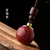 Pendant Necklaces Natural Raw Mineral Cinnabar Hundred Blessing Diagram Relic Tower Can Open This Life Year Amulet