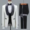 Kurtka kwiatowa Mężczyźni Strim Fit Wedding Tuxedo granatowe aksamitne lapy groom garnitury kostium Homme Man Blazer 240123