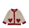 Комплекты одежды 2024 Konges, детские свитера с сердечками, кардиган, верхняя одежда, брендовые детские кофты для девочек, детские рождественские вязаные пальто, куртки, одежда