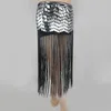 Stage Wear 2024 Belly Dance Fringe Hip Scarf Bead Piece Training Clothing Waist Chain Sequins Festival Belt Dress