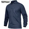 TACVASEN Con bolsillos con cremallera Camisetas de trabajo tácticas Polos premium de manga larga para hombre Camisetas casuales Camisetas deportivas de golf Tops 240125