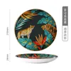 Assiettes Style forêt Animal tigre motif vaisselle os chine assiette en porcelaine avec bord doré plat occidental dîner en céramique