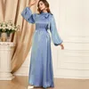 Abiti casual Wepbel Moda Abbigliamento islamico Abaya Robe Kaftan Lace-up Arabo Abito musulmano Donna Tinta unita Manica lunga Maxi Party