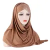 Abbigliamento etnico Un pezzo Musulmano Donna Donna Indossare Scialle istantaneo pronto Sciarpa Hijab Foulard islamico Con paillettes Croce Preghiera Avvolgente con cappuccio