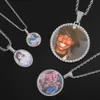 70mm Super Big Circle Photo Pendant Halsband Fotor Frame 18K Guldpläterad Charms Memory Photo Necklace Family Ny Year Gift