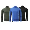 Casual T-shirt voor heren, effen kleur, halve col, lange mouwen, perfect voor vrijetijds- of atletische activiteiten 240119