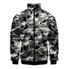 Jaquetas masculinas camuflagem 3d impresso jaqueta para homens legal rua esportes fitness oversized casaco primavera outono topos zíper roupas masculinas