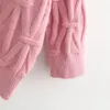 Maglioni da donna Autunno Inverno Donna Dolce maglione scozzese jacquard con diamanti Rosa Beige Colore maniche lunghe Casual Allentato Pullover caldo U387