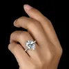 Solitaire Oval 4ct Lab Diamond CZ Ring 100 ٪ الأصلي 925 Sterling Silver Engagement Band Band Rings for Women Gridal Jewelry 240124