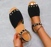 Sandalet Yaz Kadın Bayanlar Flats Ayakkabı Toka Kare Topuklu Kadın Ayakkabı Günlük Kadın Artı Boyut 43