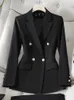 Gris marine noir formel Blazer femmes dames femme à manches longues simple boutonnage solide vêtements de travail veste 240129