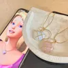 Naszyjniki wisiorek Opal serce Naszyjnik kryształowy zamek dla kobiety dziewczyny rose kwarc barbie biżuteria akcesoria prezent