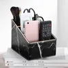 Multi-function Marble Leather Desk Stationery Organizer Pencil Holder Mobile Phone Remote Control Storage Box Office Supplies 240130
