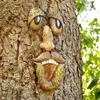 Garden Decorations Resin Face Tree Bark Ghost Facial Features Decoration Funny Old Man Hugger Art Outdoor Sculpture