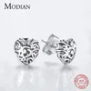 Boucles d'oreilles Modian authentique 925 en argent Sterling Vintage coeurs ligne romantique pour les femmes petit charme mode cadeau de noël