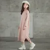 Robes à col haut pour filles, pull Long, Version coréenne, vêtements décontractés pour enfants, automne/hiver 2024