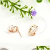 Orecchini a bottone Skl Orecchini a cuore carino Cz Crystal Stud Brincos Regalo Orecchini gioielli con consegna a goccia Dhtxj