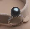 Cluster Rings S925 Silver Pearl Ring Seawater Authentic Large DR188