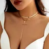 Overige sieradensets Ingemark Vintage Multilayer Driehoek Hanger Lange Slangenketting voor Vrouwen Goth Borst Sleutelbeen Choker Hals Sieraden Cadeau YQ240204