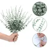 Decorative Flowers 12/6pcs Artificial Eucalyptus Leaves Fake Green Leaf Branches For Wedding Party Garden Table Decoration Home Decor Plants