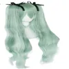 Vocaloid Iatsune Miku Hakkında Detaylar Çift Yeşil Ponytails Sentetik Cosplay Wig For Women322i
