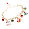 Pulseras de encanto Santa Claus Pulsera Colgante Brazalete Decoraciones navideñas para el hogar Feliz año 2024 Adornos de árbol Regalos de Navidad