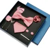 Gravata borboleta masculina conjunto de presente pêssego rosa gravatas de casamento para homens gravata borboleta conjunto de seda broches abotoaduras gravata clipe ternos para marido 240119