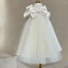 Girl Dresses Birthday Baptism Outfit Kids Children Flower Dress Teenagers Elegant Big Bow Frocks Matching Boutique Party Wear Clothes