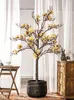 Flores decorativas simulação magnólia árvore falso flor piso bonsai decoração interior sala de estar árvores ornamento mobiliário