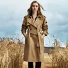 Midlängd Trenchrock för kvinnor 2024 Spring New Korean Style Fashion Casual high-end Khaki Solid Color Waistband Jacket