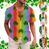 Mannen Casual Shirts Knop Romper Mannelijke St. Patricks Dag Korte Mouw Herfst 3D Afdrukken Hawaii Mannen Actieve Slijtage tops