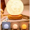 Night Lights 16 Colors Creative 3D Led Moon Lamp 360° Rotating R Light For Home Office Room Touch Control Desktop