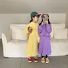 Clothing Sets Girls Spring Autumn Fashion Solid Color Outfits Loose Long Sleeve Hoodies And Skirt 2pcs Set