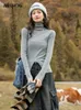 Kvinnors tröjor Mishow Turtleneck stickad bottentröja 2024 Autumn Winter Long Sleeve Solid Office Lady Pullover Crop Top MXC53Z0243