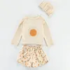 Set di abbigliamento Costume da bagno per bambini Abito estivo a maniche lunghe con stampa solare per bambina Pantaloncini per neonato