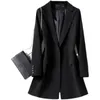 Women's Suits S-3XL Women Blazer Jacket Long Slim Spring Autumn Casual Office Work Black